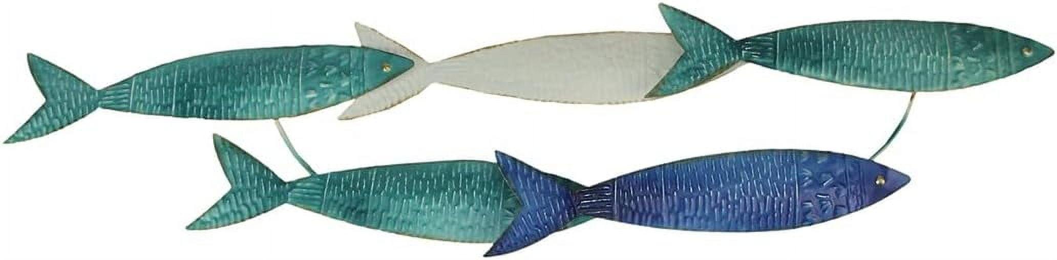 Zeckos Blue and White Metal School of Fish Coastal Wall Décor 34 inch