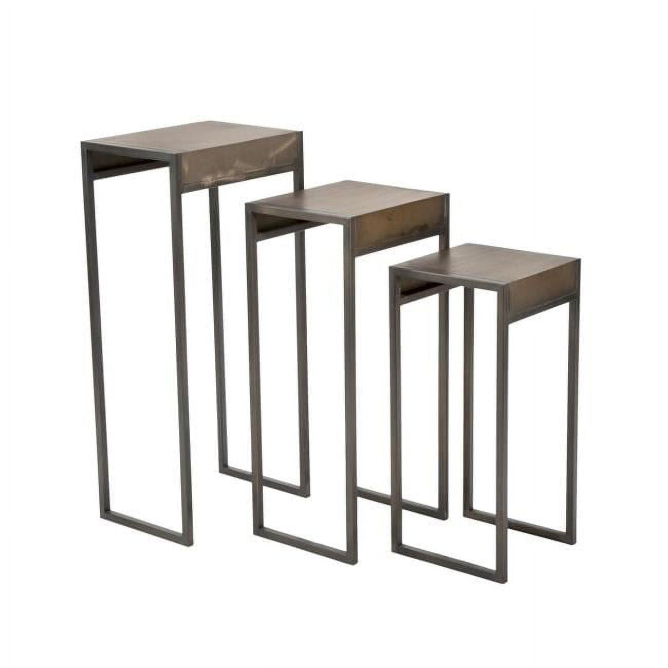 Tripar International Set of 3 Bronze and Black Rectangular Solid Side Table 29.50"