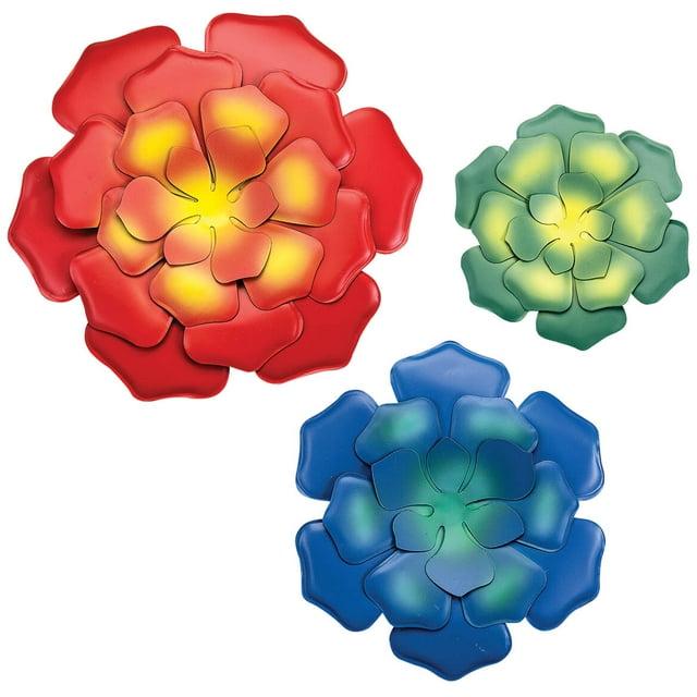 Colgantes de Metal Suculentos, Elaborados con Metal 100% Decorativo, Fácil Montaje, Decoración Al Aire Libre: el Juego de 3 Incluye Flores de Metal de 6”, 8” y 10” de Diámetro, de Fox RiverTM Creations