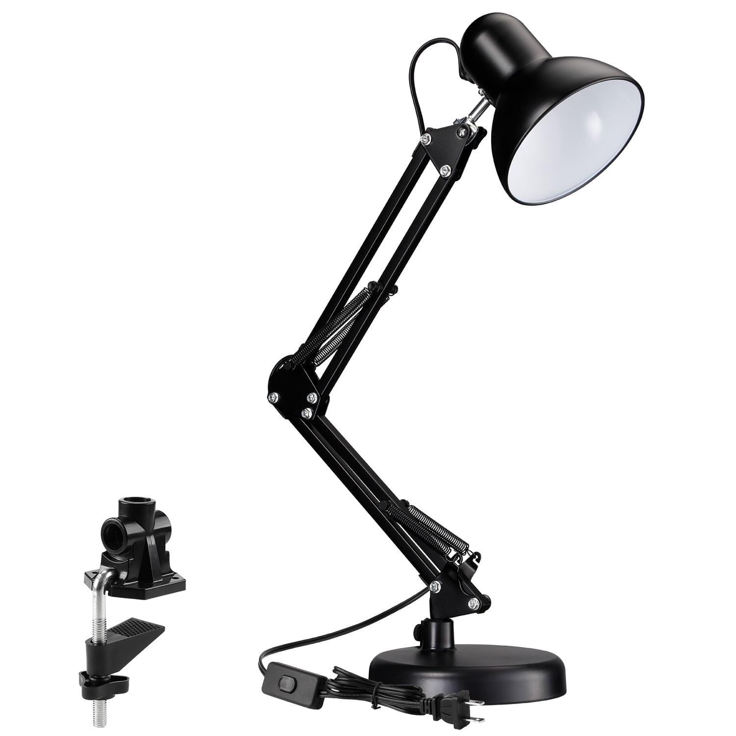 Adjustable Black Clip-On Lamp with Shelf, 40W