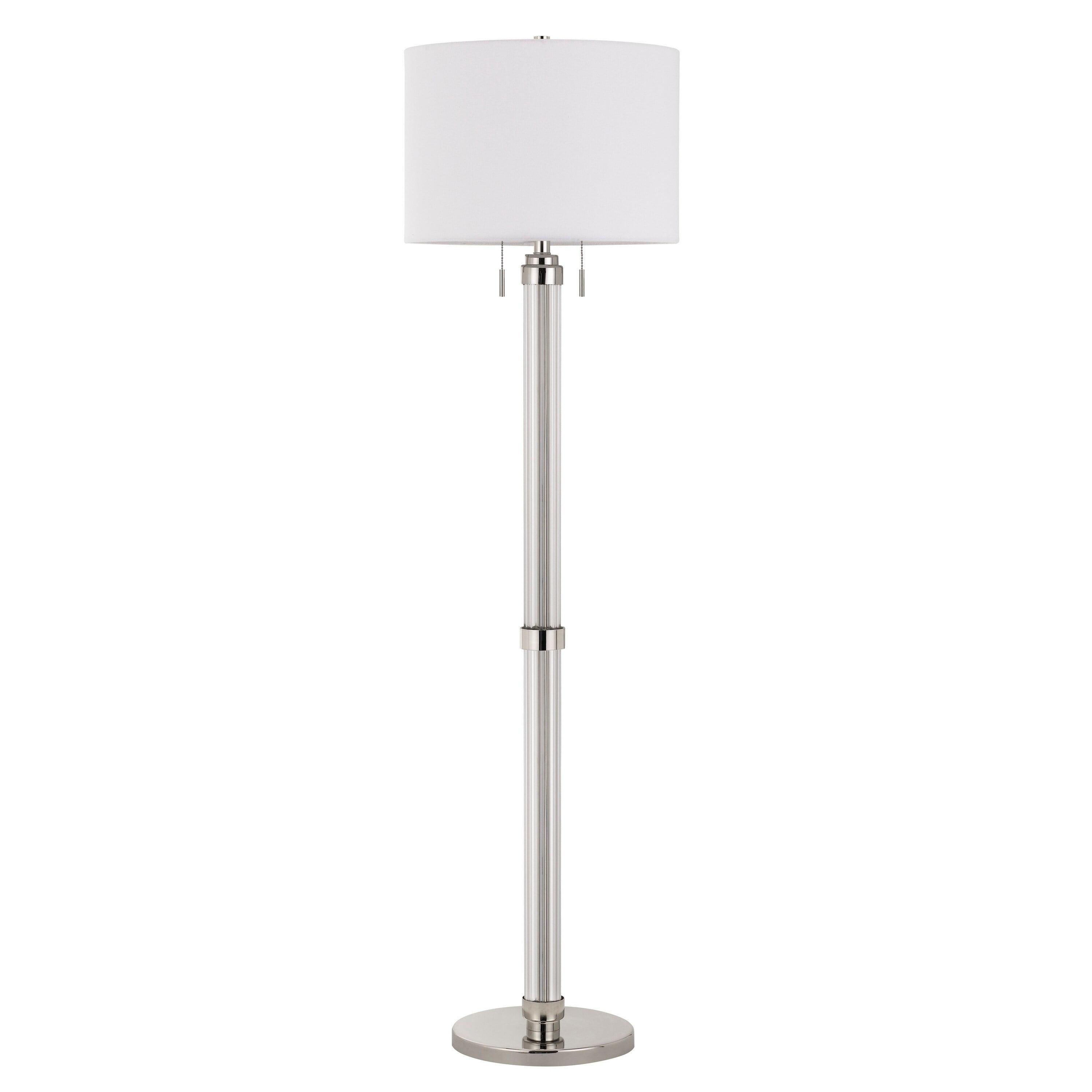 Elegante 60'' White Acrylic & Metal Floor Lamp with Fabric Shade