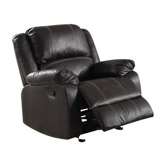 Metal and Leatherette Rocker Recliner with Cushioned Armrests Black - Saltoro Sherpi