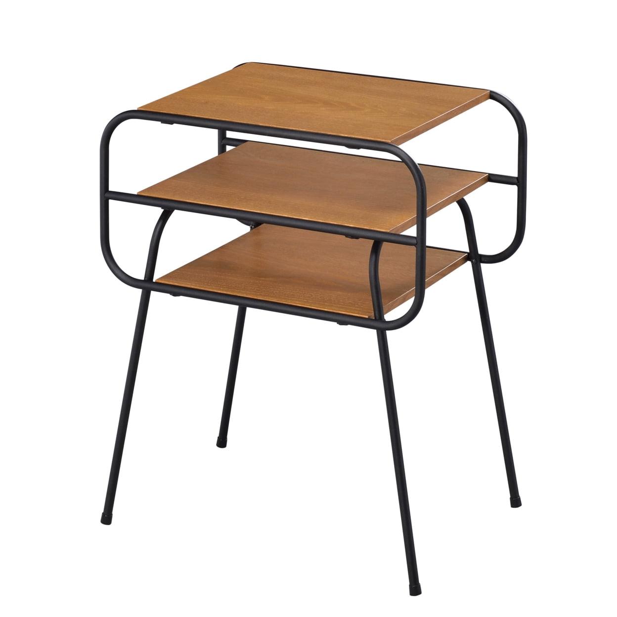 20" Kaseko Accent Table Oak/Black Finish - Acme Furniture: Space-Saving, Open Shelf Design