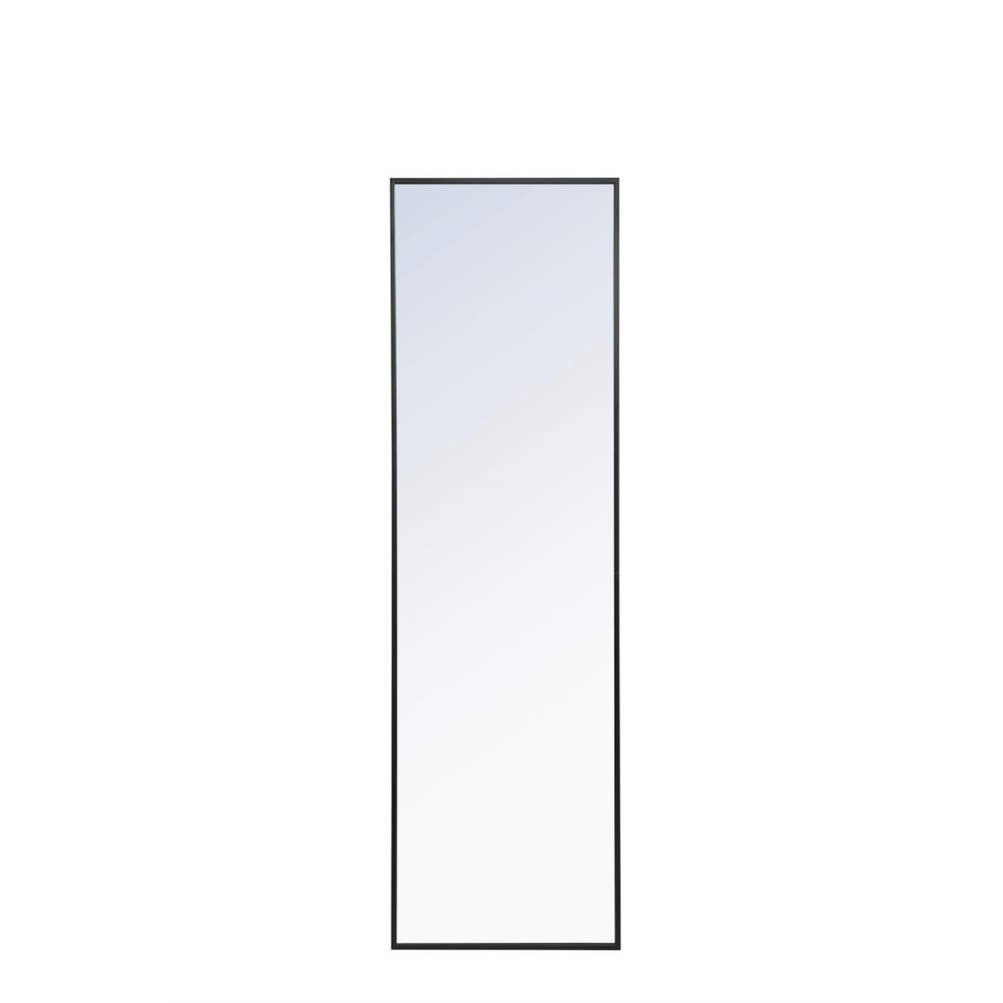 Black Metal Frame Rectangular Wall Mirror 18x60