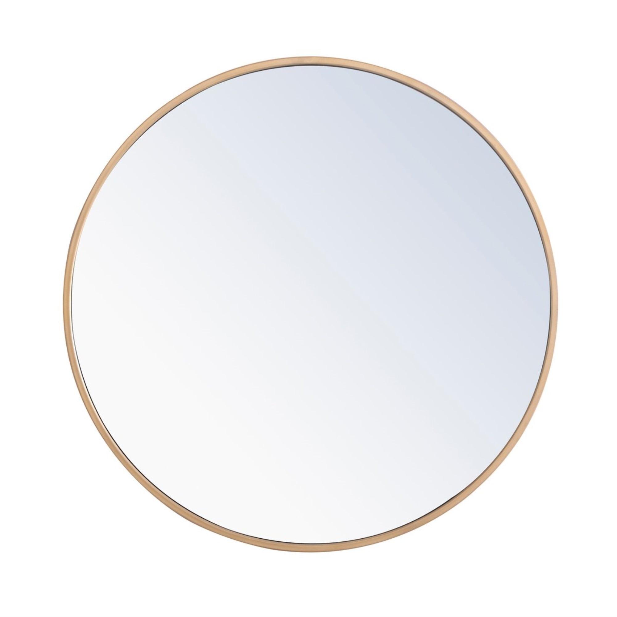 Elegant Lighting Metal frame Round Mirror 24 inch Brass finish