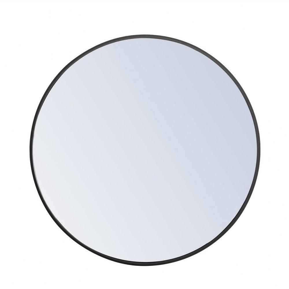 Elegant Lighting Metal frame Round Mirror 28 inch Black finish