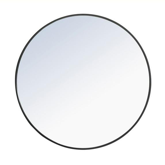 Elegant Lighting Metal frame Round Mirror 36 inch Black finish