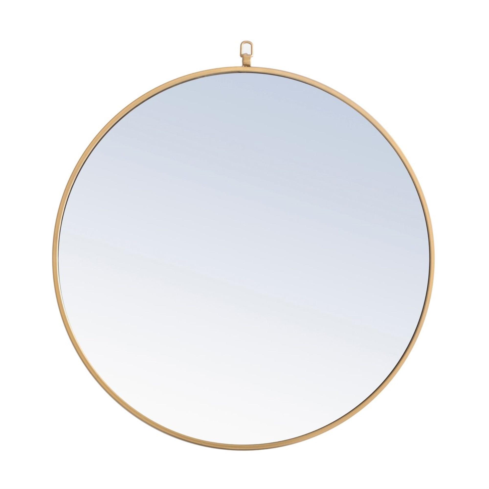 Contemporary 28" Gold Round Metal Frame Mirror with Decorative Hook