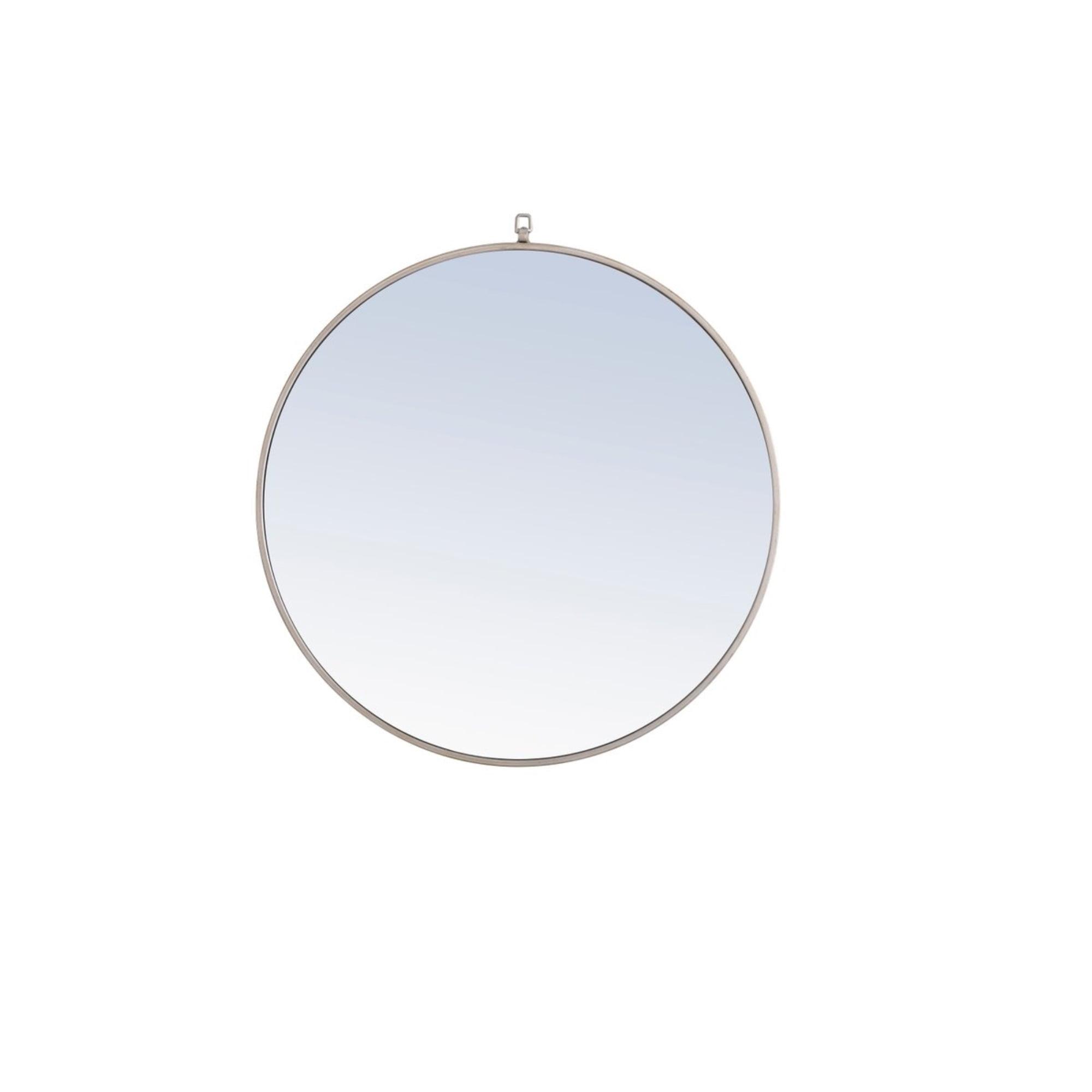 Elegant Lighting Metal frame Round Mirror with decorative hook 32 inch Silver finish