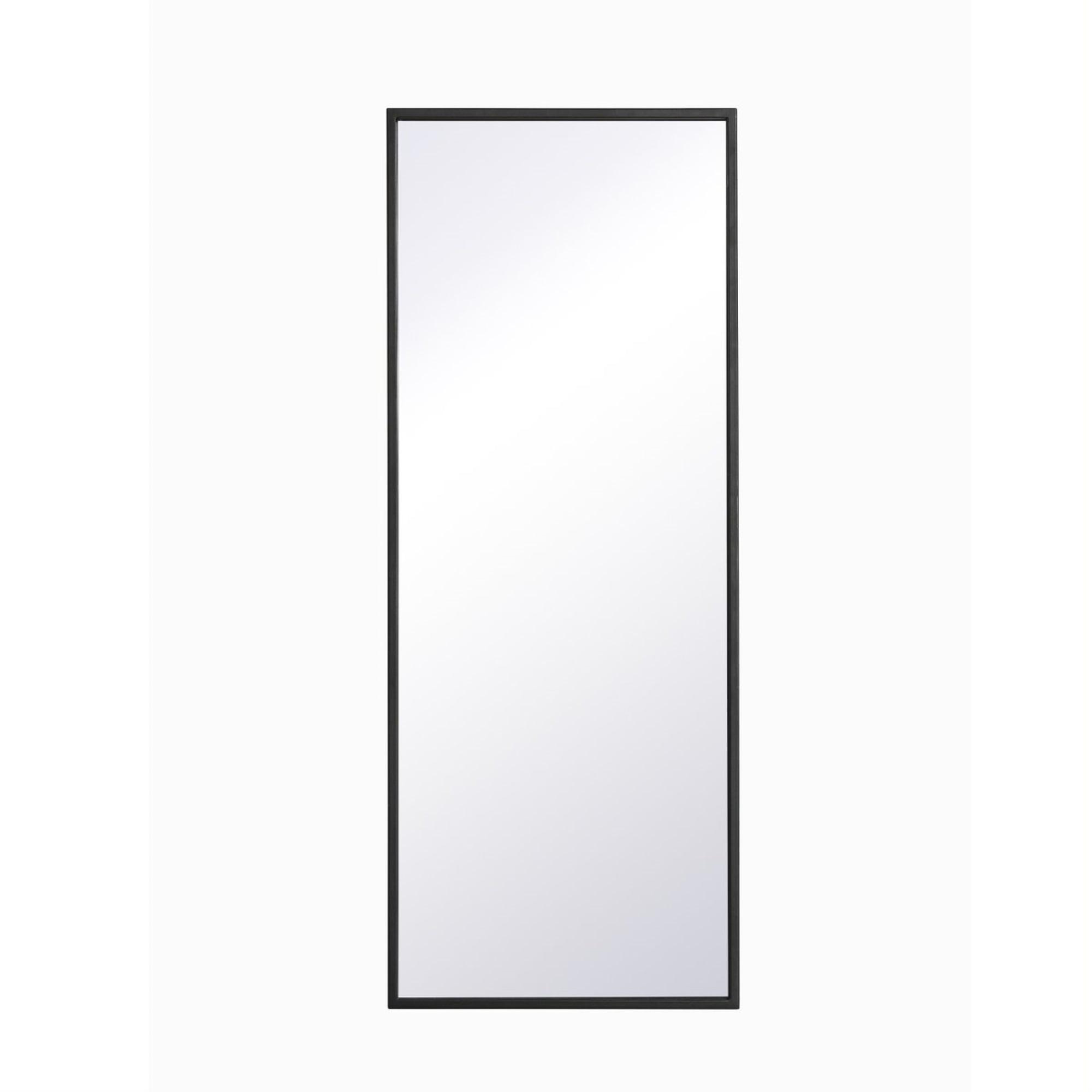 Sleek Black Metal Frame Rectangular Mirror 14x36 Inches