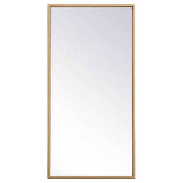 Elegant Lighting Metal frame rectangle mirror 14x28 inch in brass