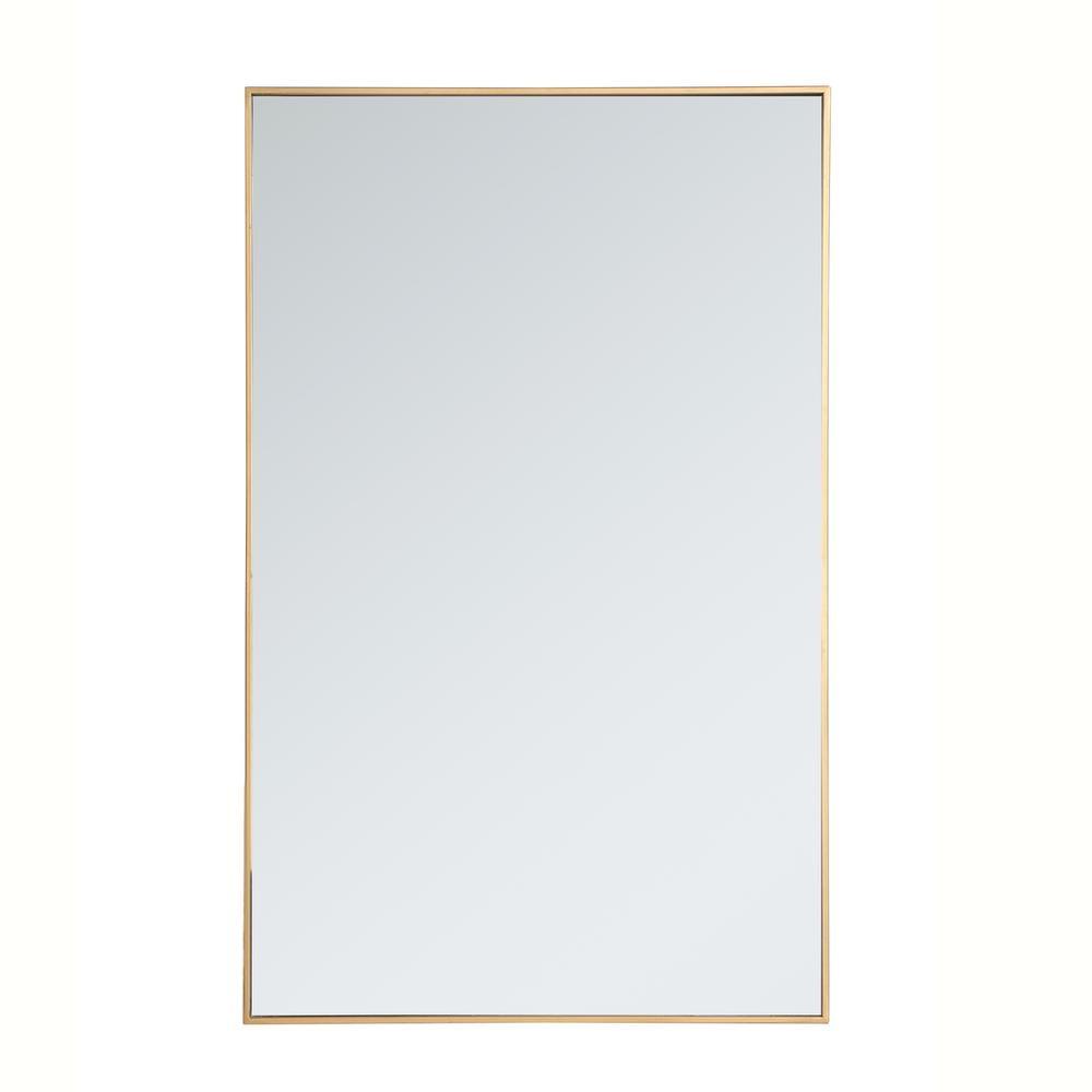 Elegant Lighting Metal frame rectangle mirror 30 inch in Brass