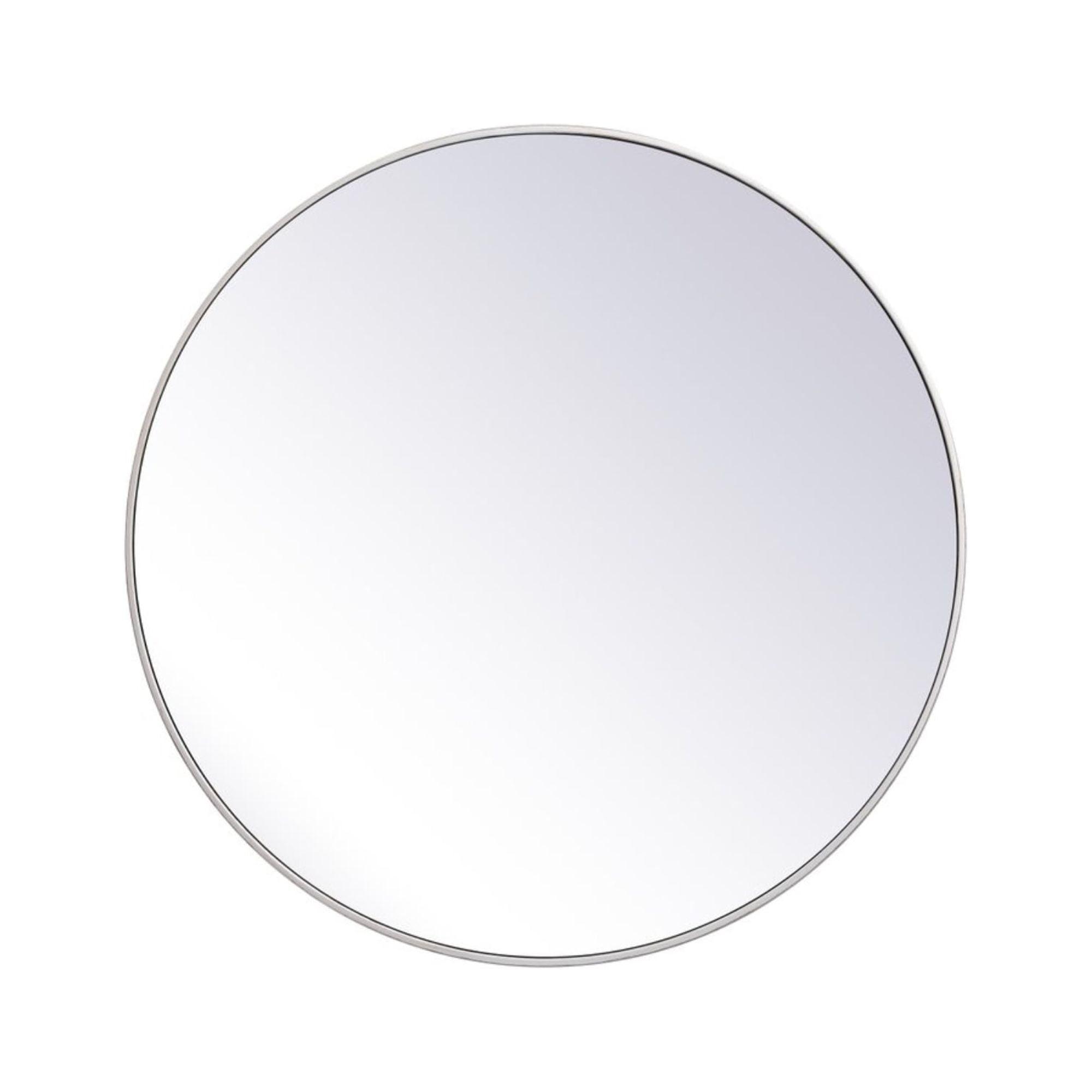 Elegant 39" Round Silver Wood Frame Mirror