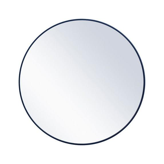Metal frame round mirror 42 inch Blue