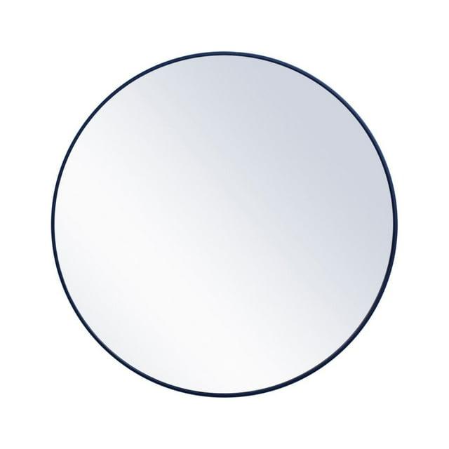Metal frame round mirror 42 inch Blue