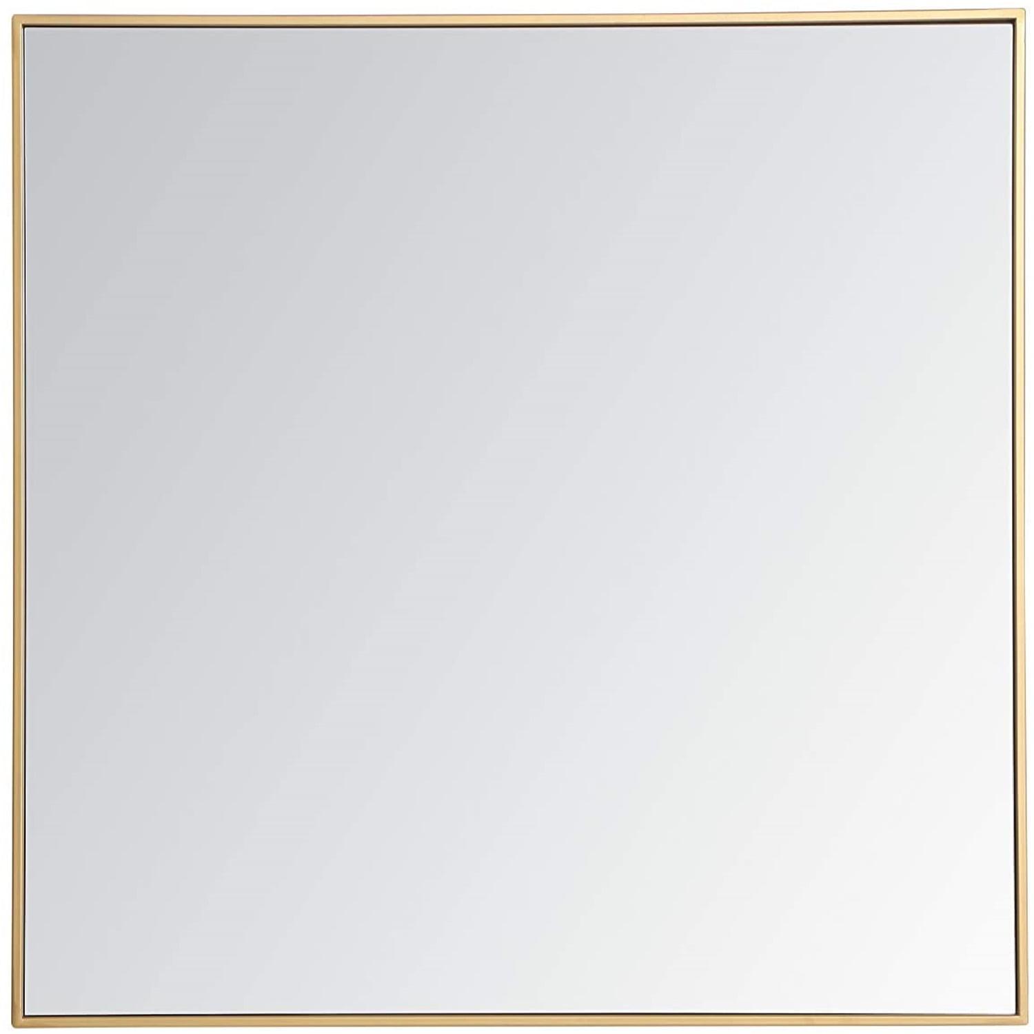 Elegant Contemporary Square 36" Metal Mirror in Brass
