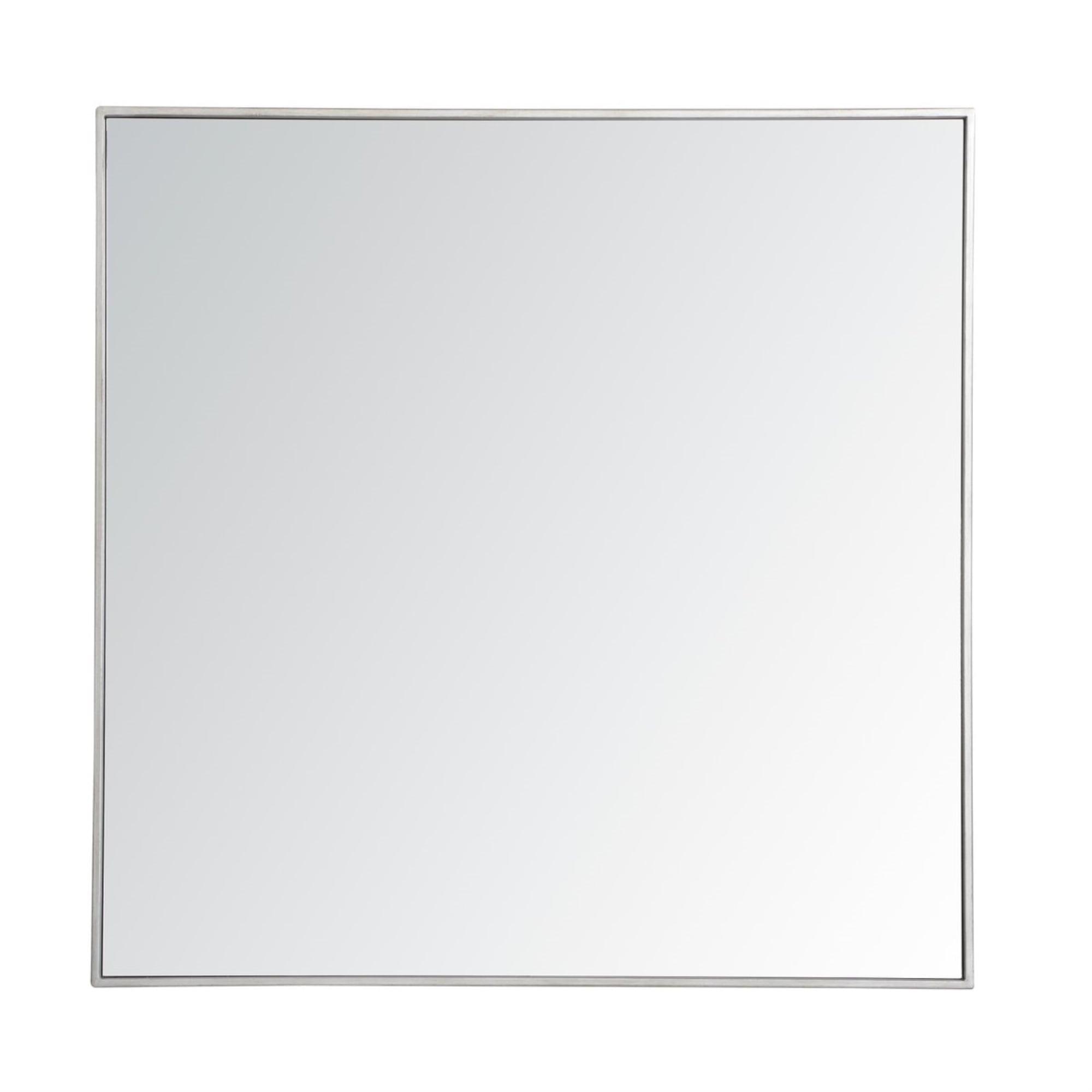 Silver Square Metal Frame Vanity Mirror 36 Inch