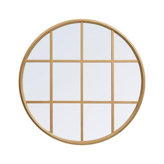 Elegant Lighting Metal windowpane mirror 28 inch in in x 28 inch in in Brass