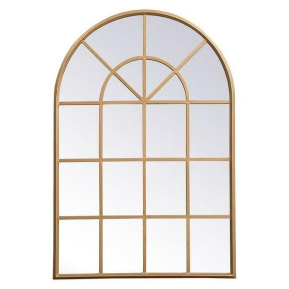 Elegant Lighting Metal windowpane mirror 28 inch in in x 41 inch in in Brass