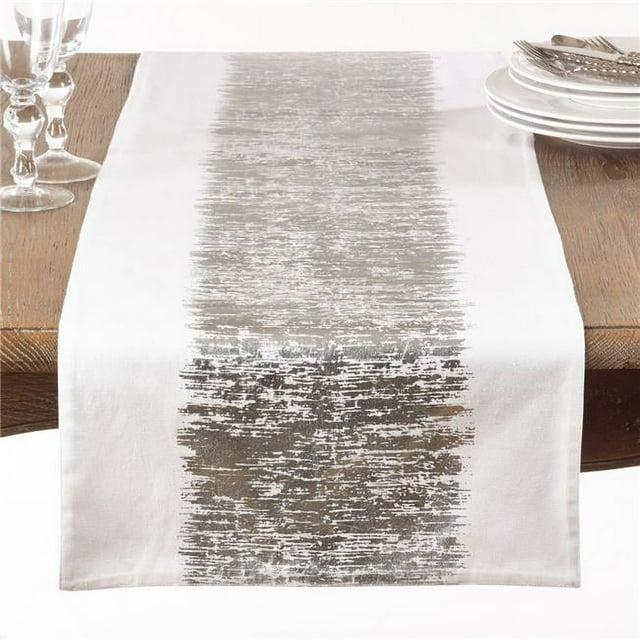 Saro Lifestyle Metallic Banded Design Runner, Silver, 16" x 90"