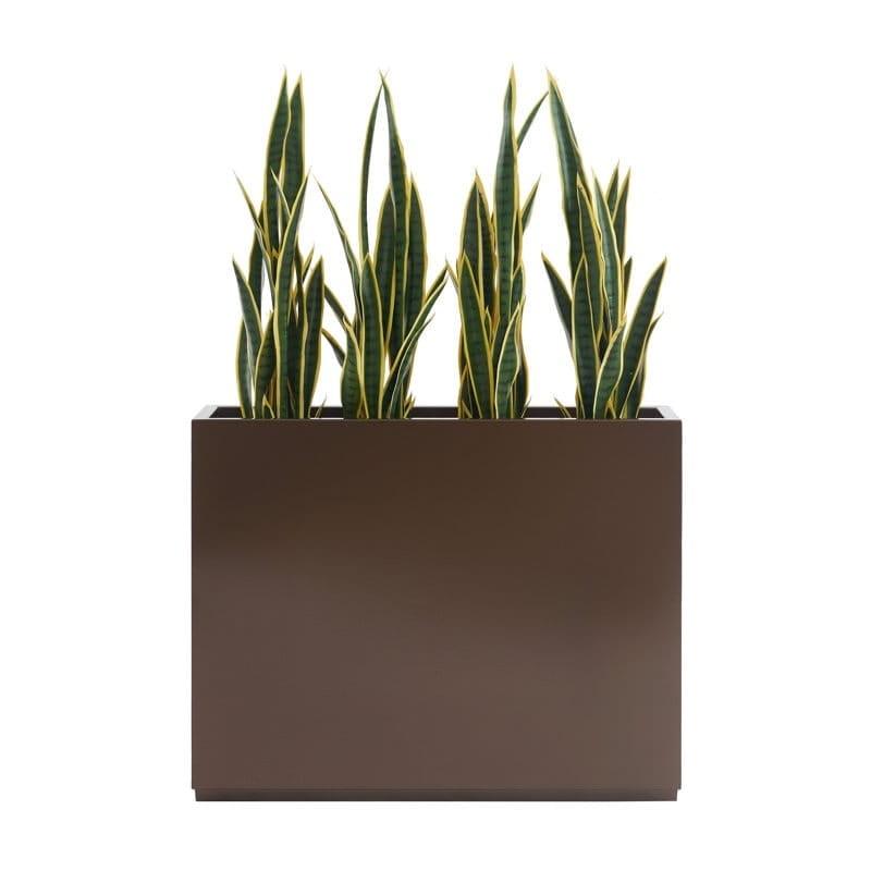 Espresso Tall Rectangular Metal Planter with Drainage Hole