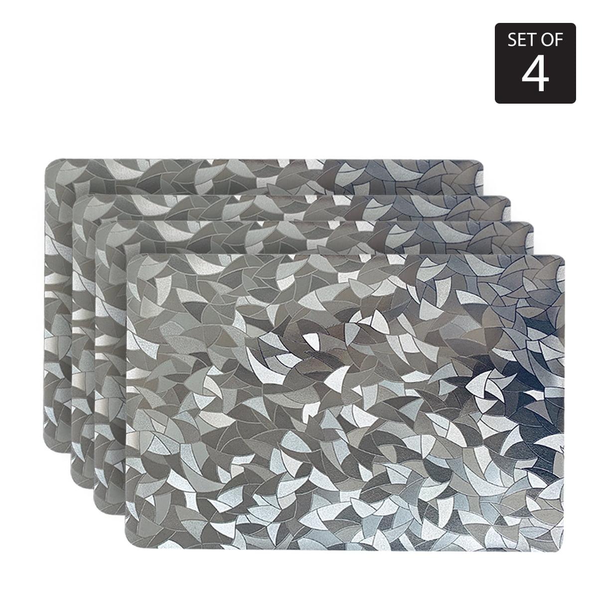 Silver Leaf Design Vinyl Placemats Set of 4