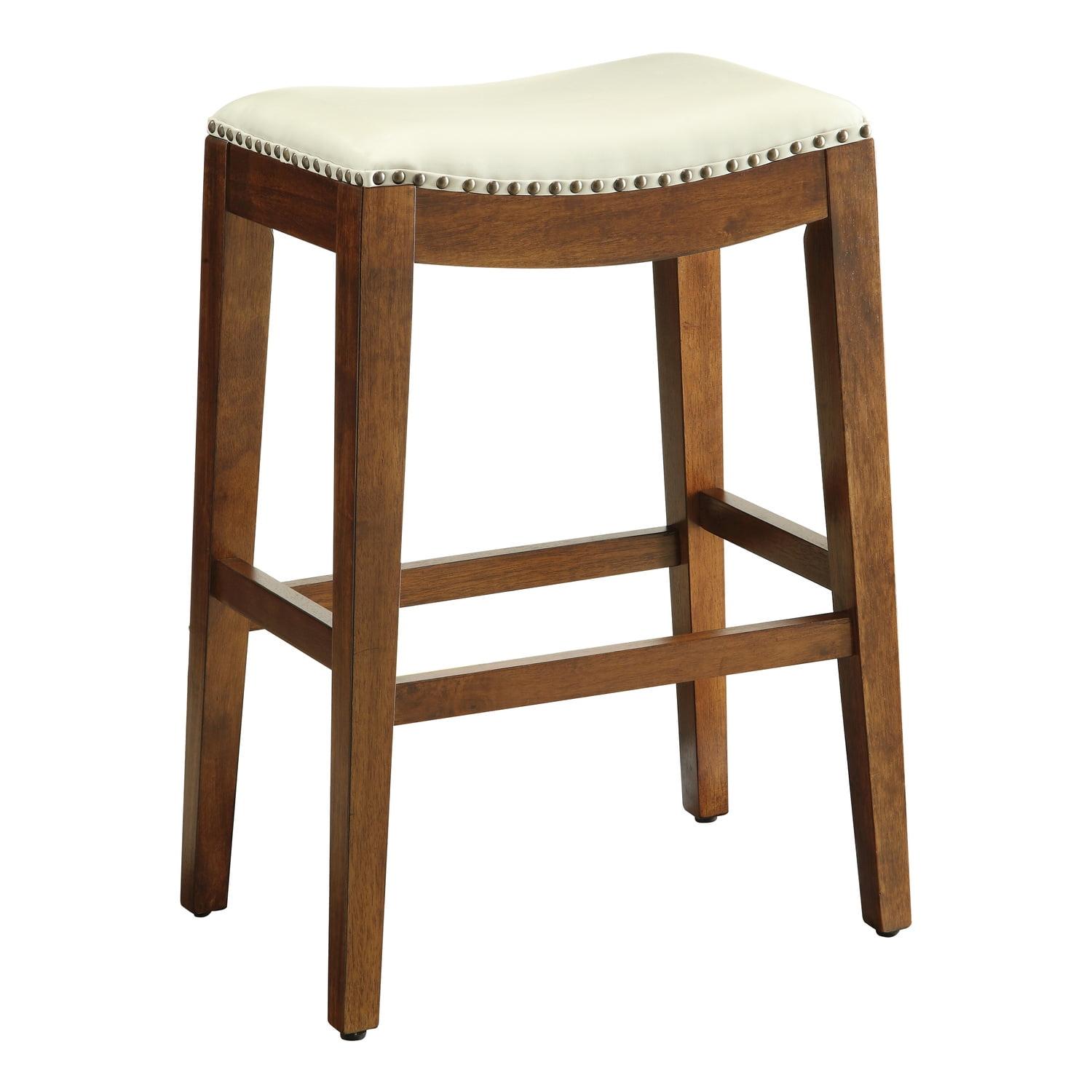 Metro 29" Saddle Stool in Espresso Finish Legs with Cream Bonded Leather