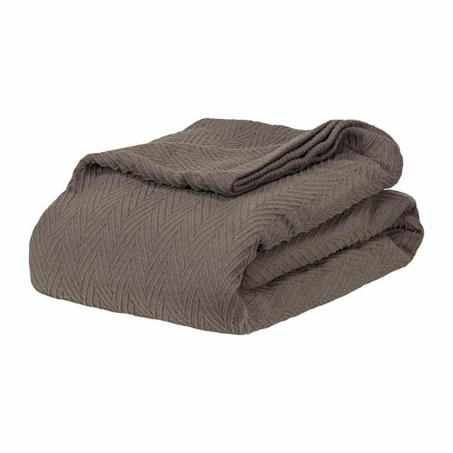 Chevron Zig-Zag Cotton Blanket, Full/Queen, Charcoal - Blue Nile Mills