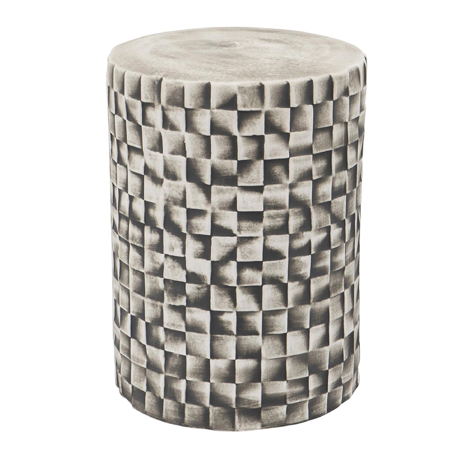 Metro Checkered Black and White Ceramic Garden Stool