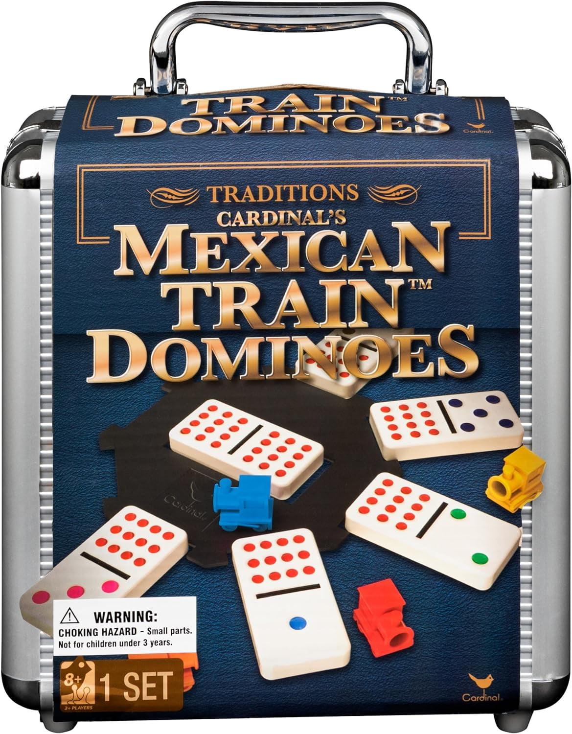 Mexican Train Dominoes Game with Aluminum Carry Case