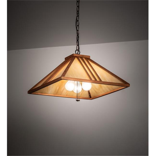 Forestwood Mahogany Bronze 3-Light Pendant with Beige Glass Shade