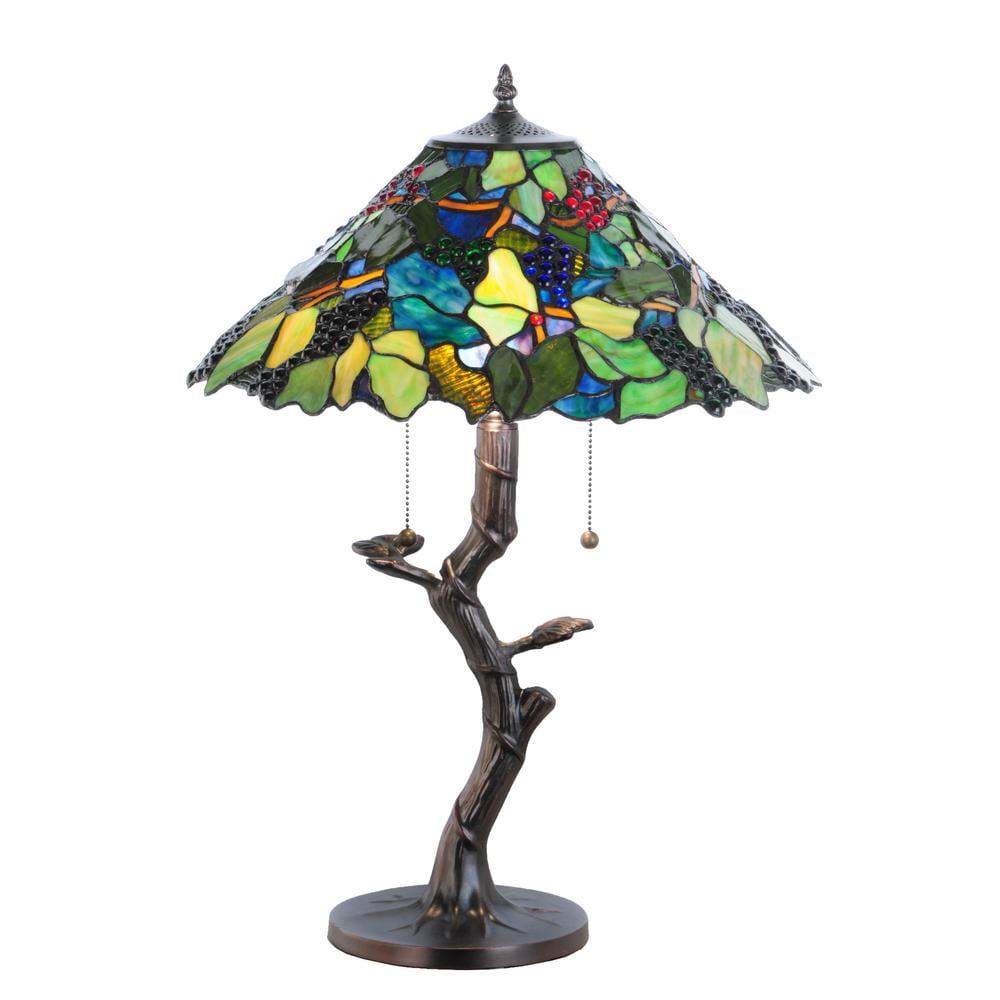 Blue Stained Glass 25" Table Lamp with Mahogany Bronze Base