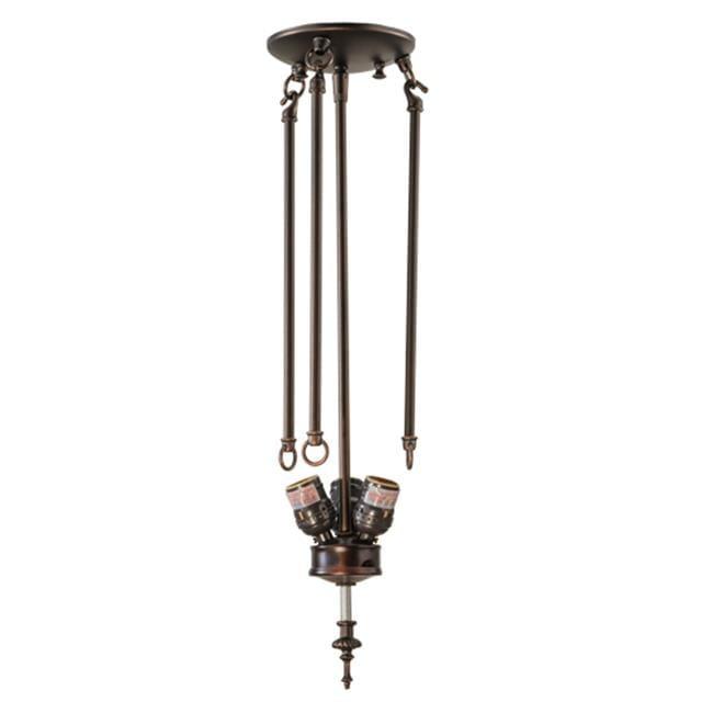 Meyda 149733 22 in. Semi Flush Mount No Chain 3 Light, M & B Steel & Brass