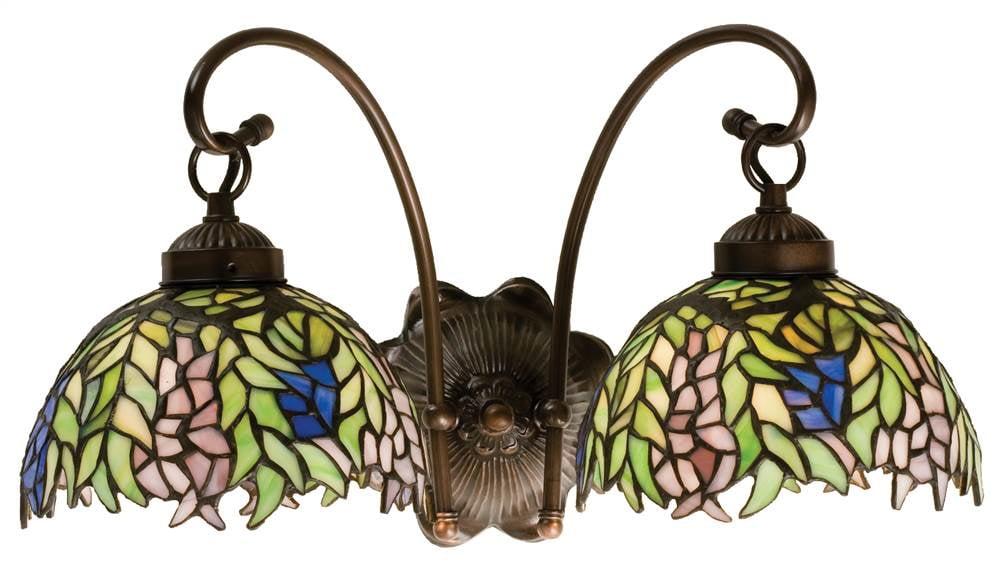 Elegant 18" Chrome Honey Locust Tiffany-Style Wall Sconce