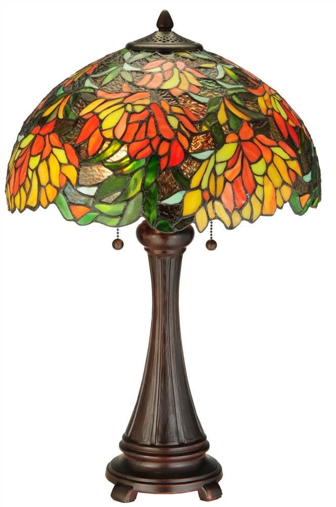 Eloise Bronze 2-Light Stained Glass Table Lamp