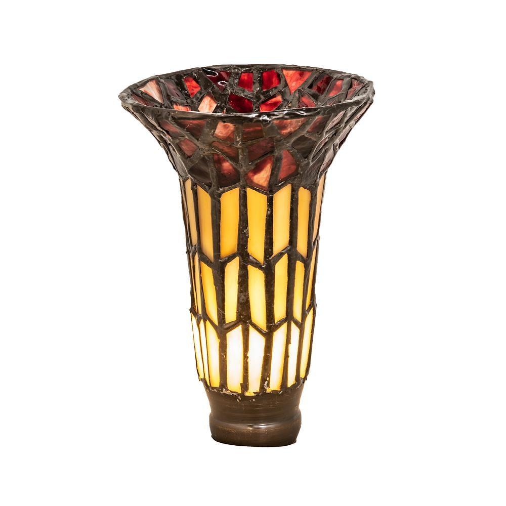 Meyda 4" Wide X 6" High Tiffany Pond Lily Honey Wisp & Red Shade - 16551