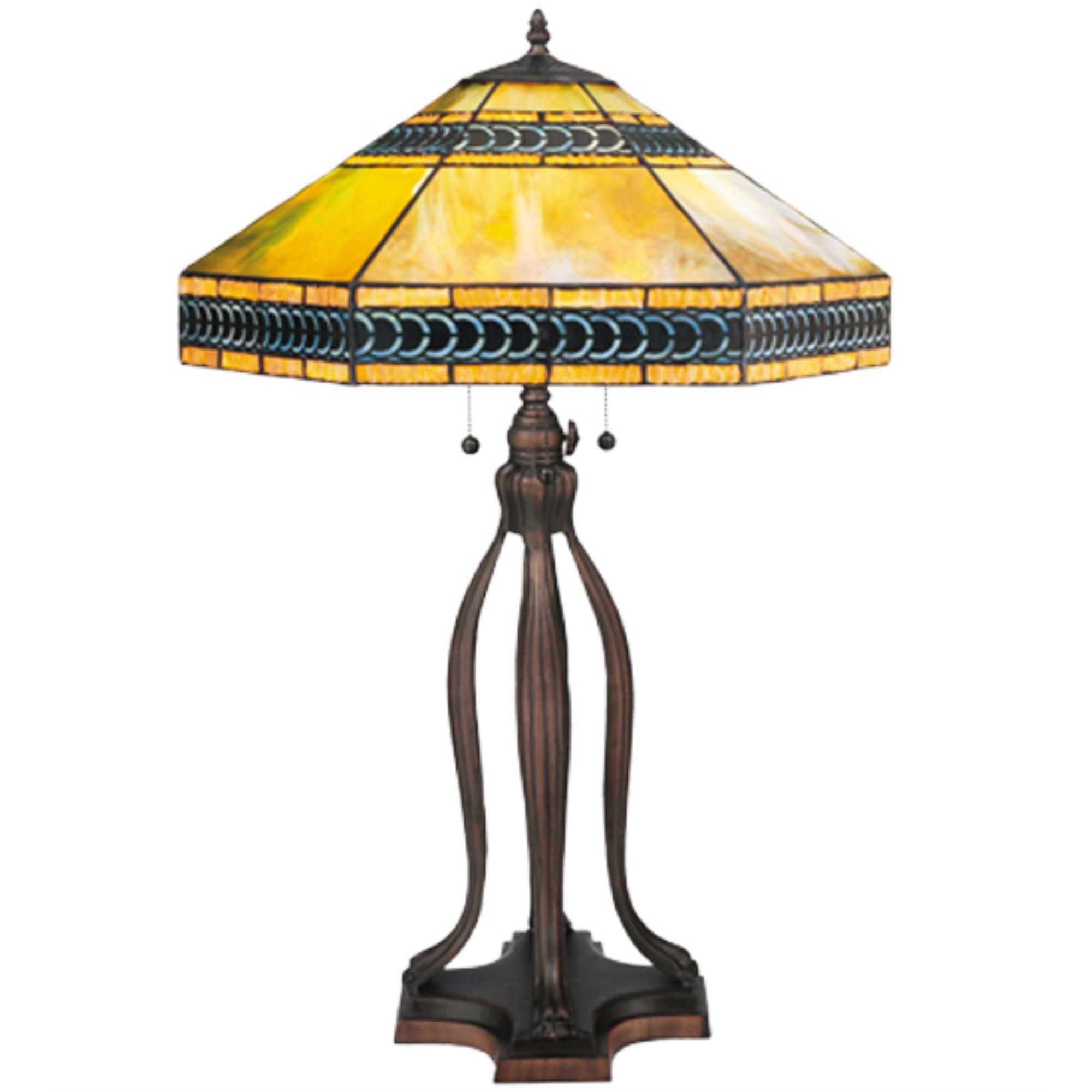 Cambridge Mission 3-Light Stained Glass Table Lamp in Multicolor