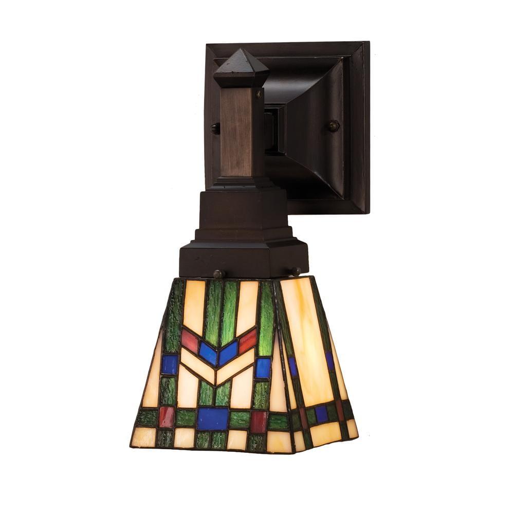 Meyda Prairie Wheat 1-Light Bronze Wall Sconce with Multi-Colored Glass