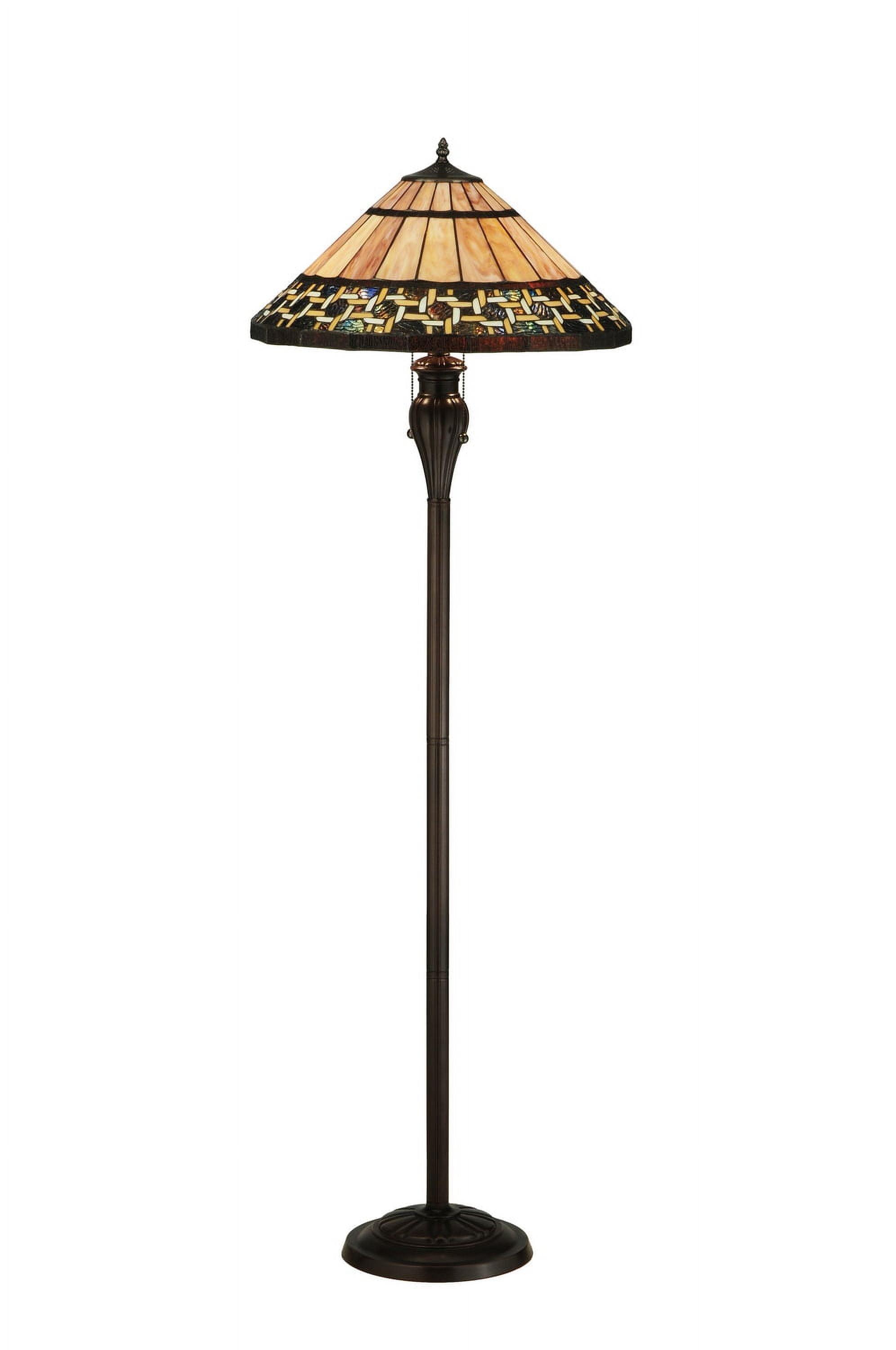 Ilona 61'' Honey and Beige Stained Glass Floor Lamp with Mahogany Bronze Base