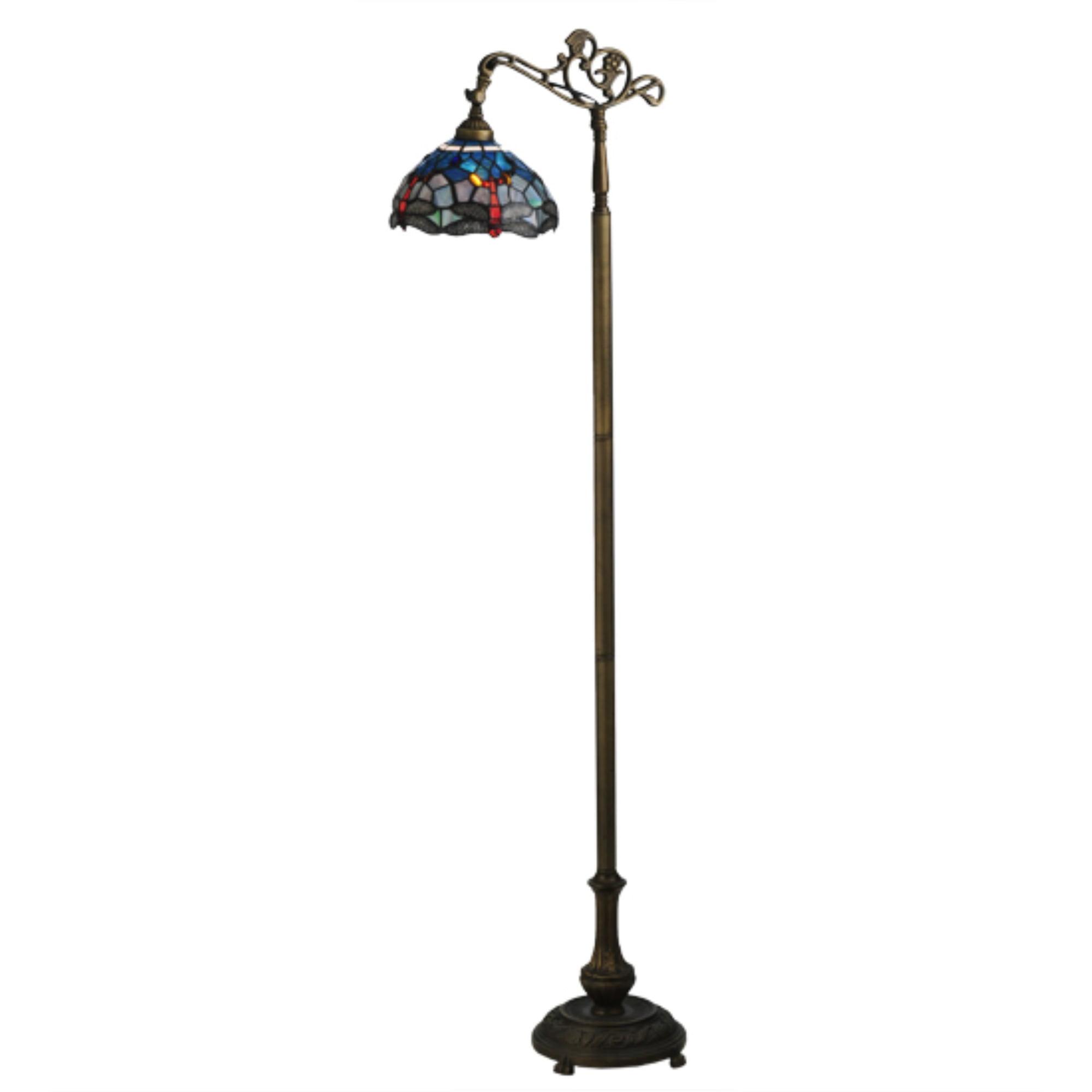 Tiffany Style Blue Stained Glass Dragonfly Floor Lamp