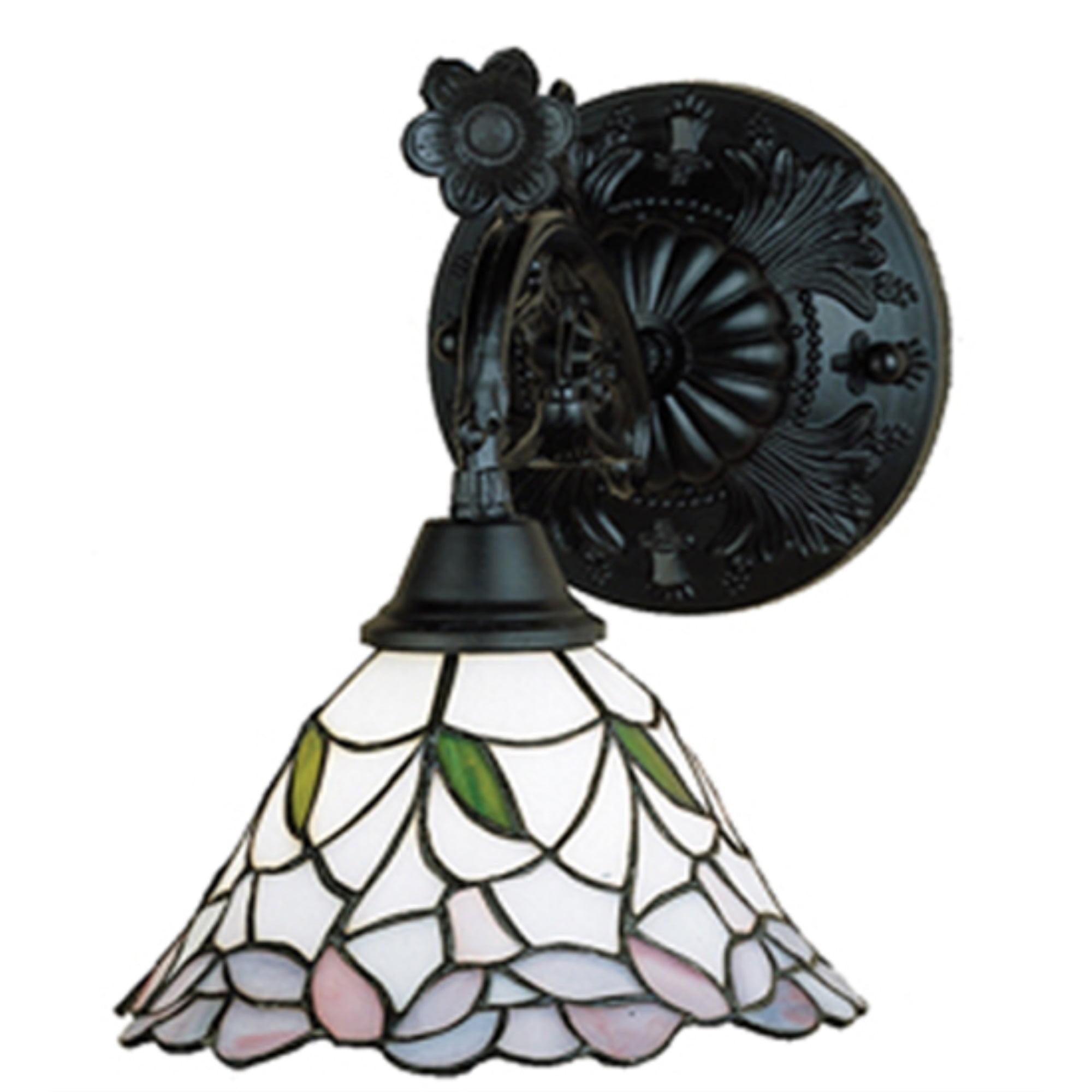 Elegant Daffodil Bell Stained Glass Wall Sconce in Mahogany Bronze