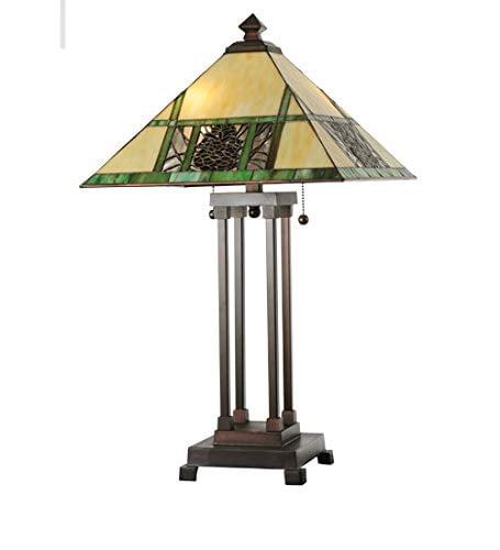 Pinecone Ridge 25" Bronze Table Lamp with Stained Glass Shade