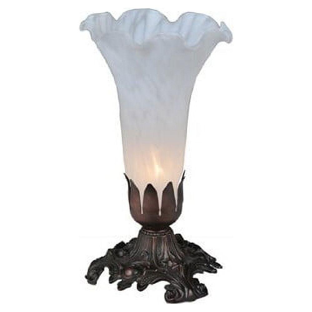 Elegant White Pond Lily 8" Stained Glass Desk Lamp