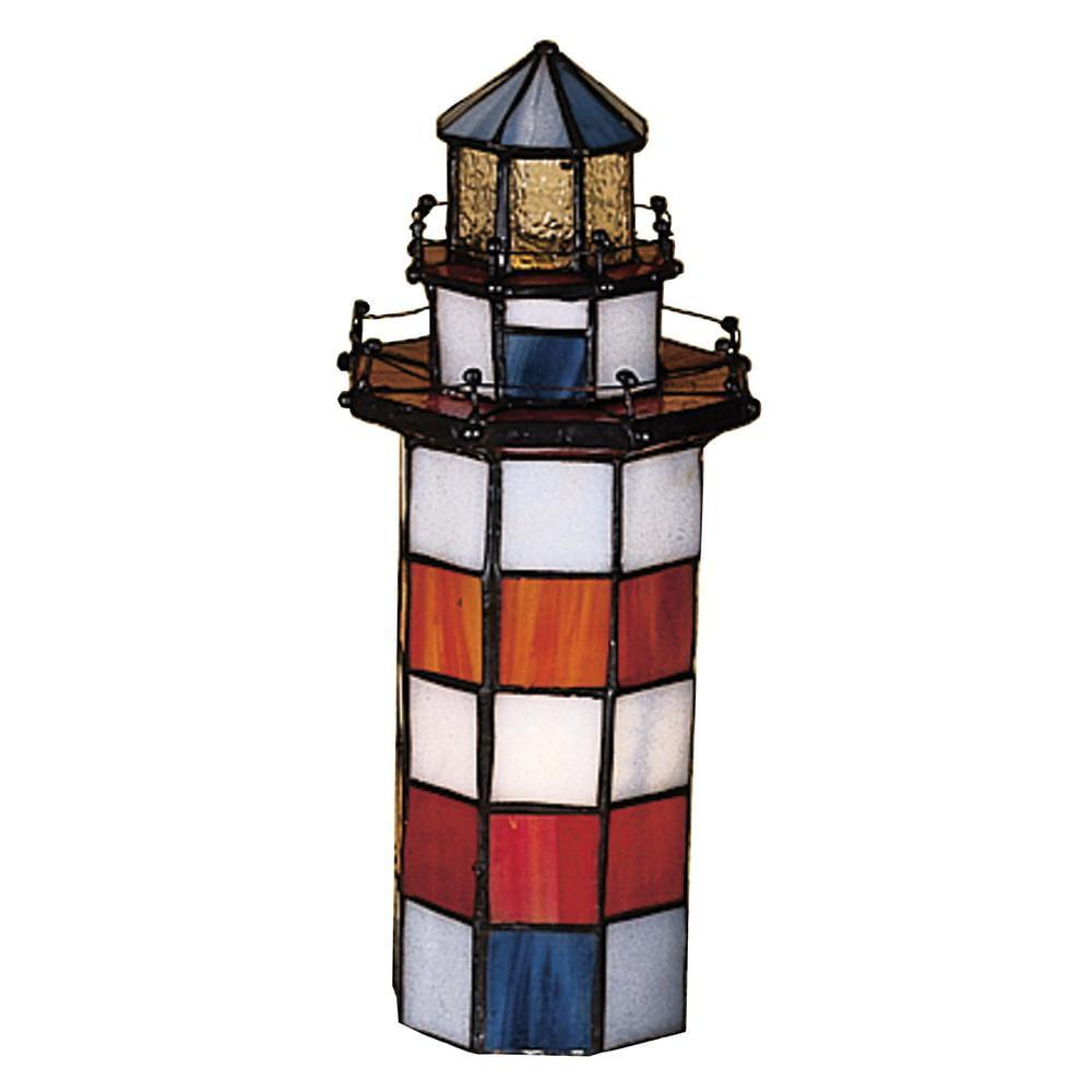 Hilton Head Lighthouse 10" Stained Glass Novelty Accent Lamp