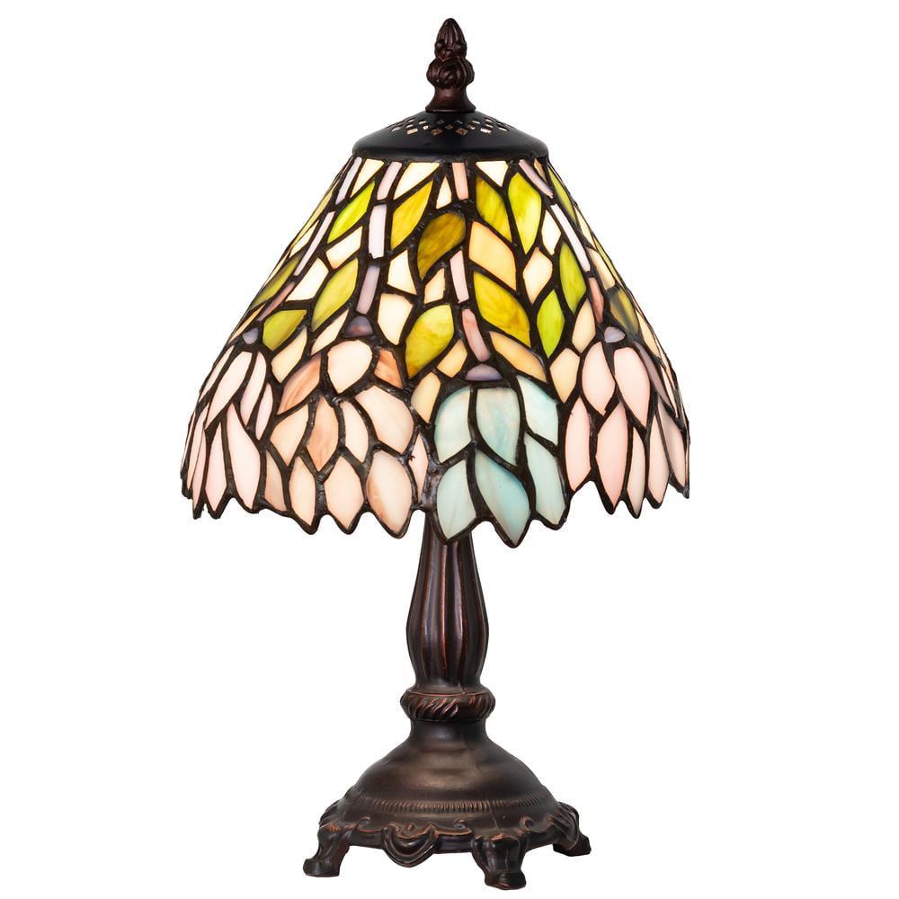 Classic Wisteria Stained Glass 1-Light Table Lamp in Blue Multicolor