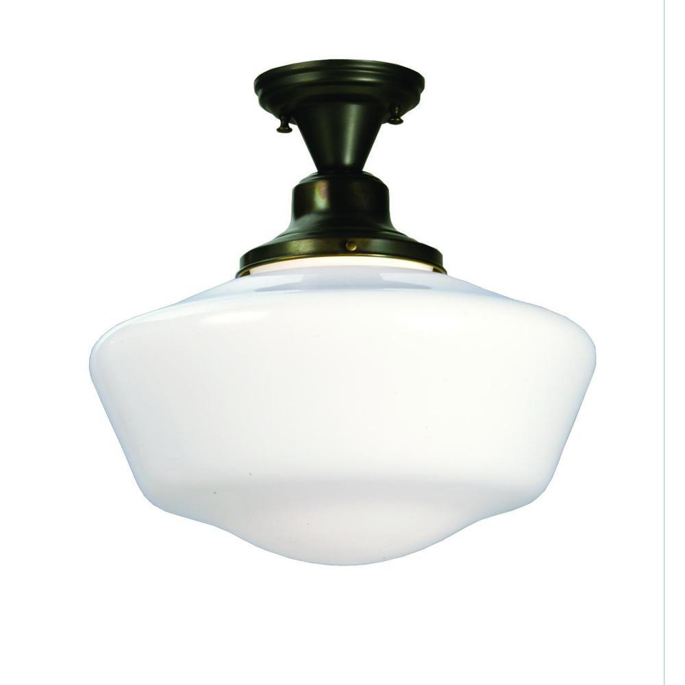 Craftsman Brown 16" Schoolhouse Globe Semi-Flush Ceiling Light