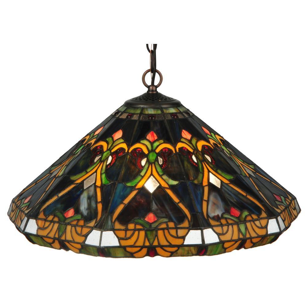 20" Black and Multicolor Glass Indoor/Outdoor Pendant Light