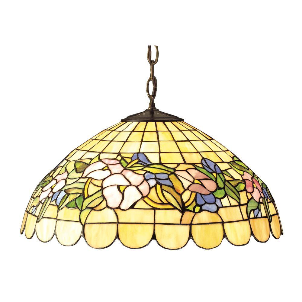 Tiffany Style 20" Stained Glass Floral Pendant Light