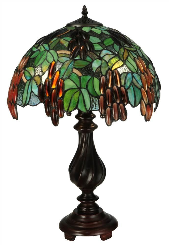 Murlo Multicolor Stained Glass and Bronze Table Lamp