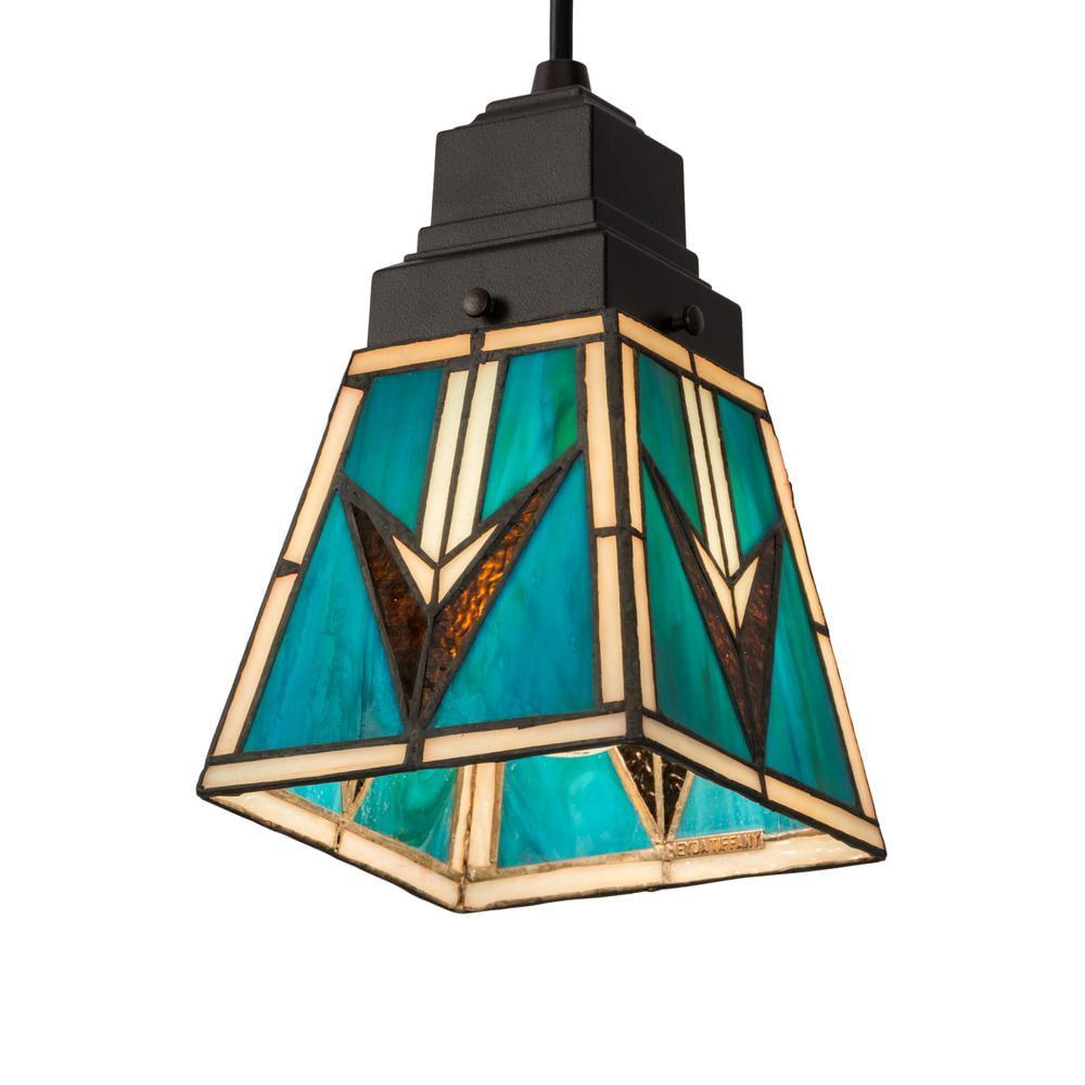 Valencia Mission 5" Mini Pendant with Amber, Blue, and Beige Glass